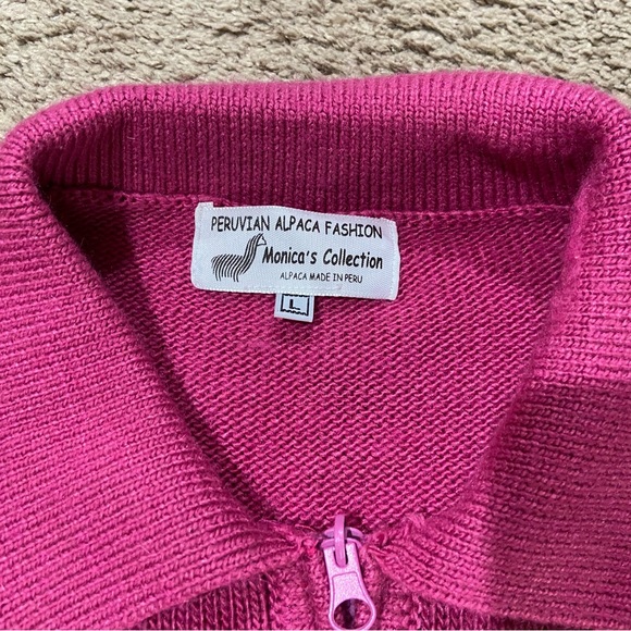 Peruvian Alpaca Full Zip Knit Sweater Women's Size L Monica's Collection Peru - Picture 2 of 8